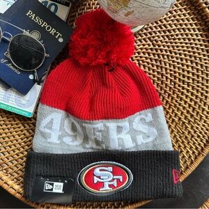 NFL New Era San Francisco 49ers Football Team Pom Knit Beanie Hat New with Tags